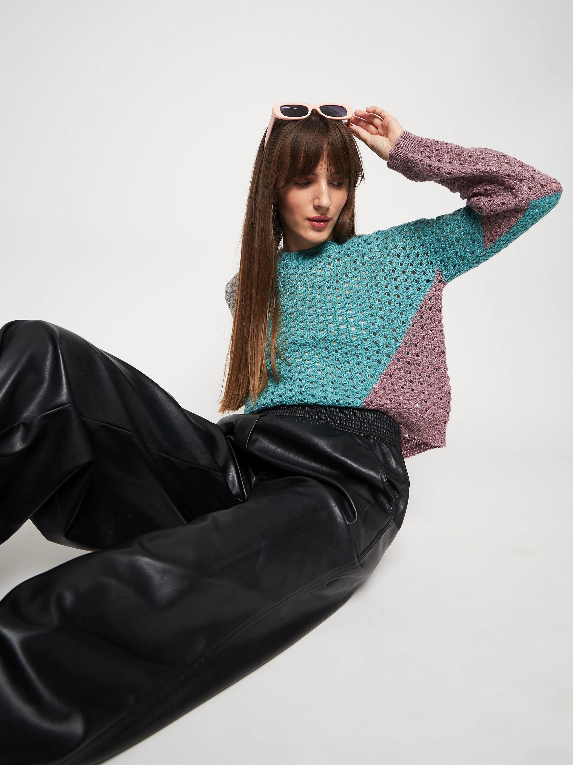 Madame Aqua Pointelle-Knit Jumper Sleek Performance Fit Chilly Season Wear