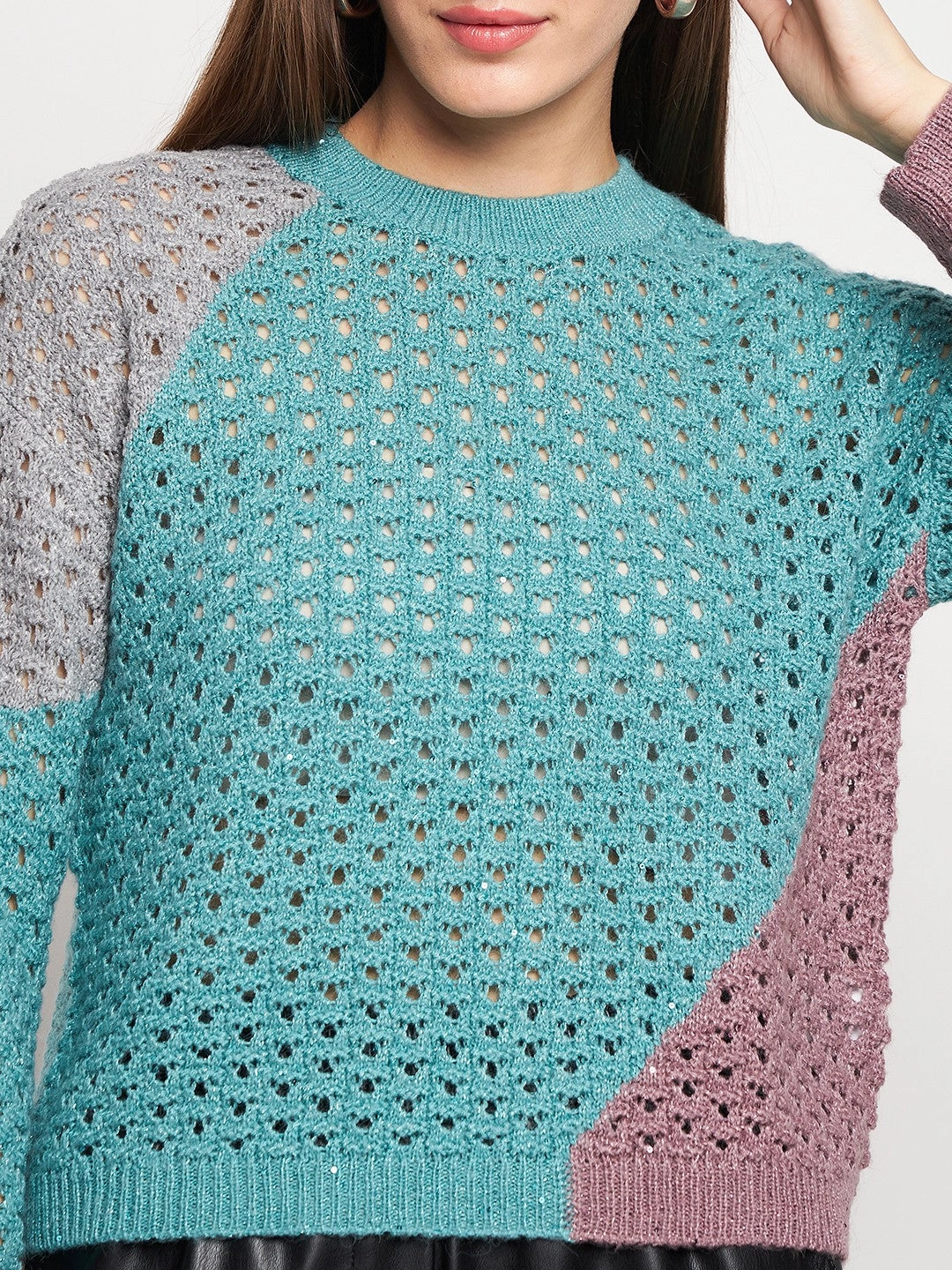 Layering Essential Warm Comfort Fit Madame Aqua Pointelle-Knit Jumper