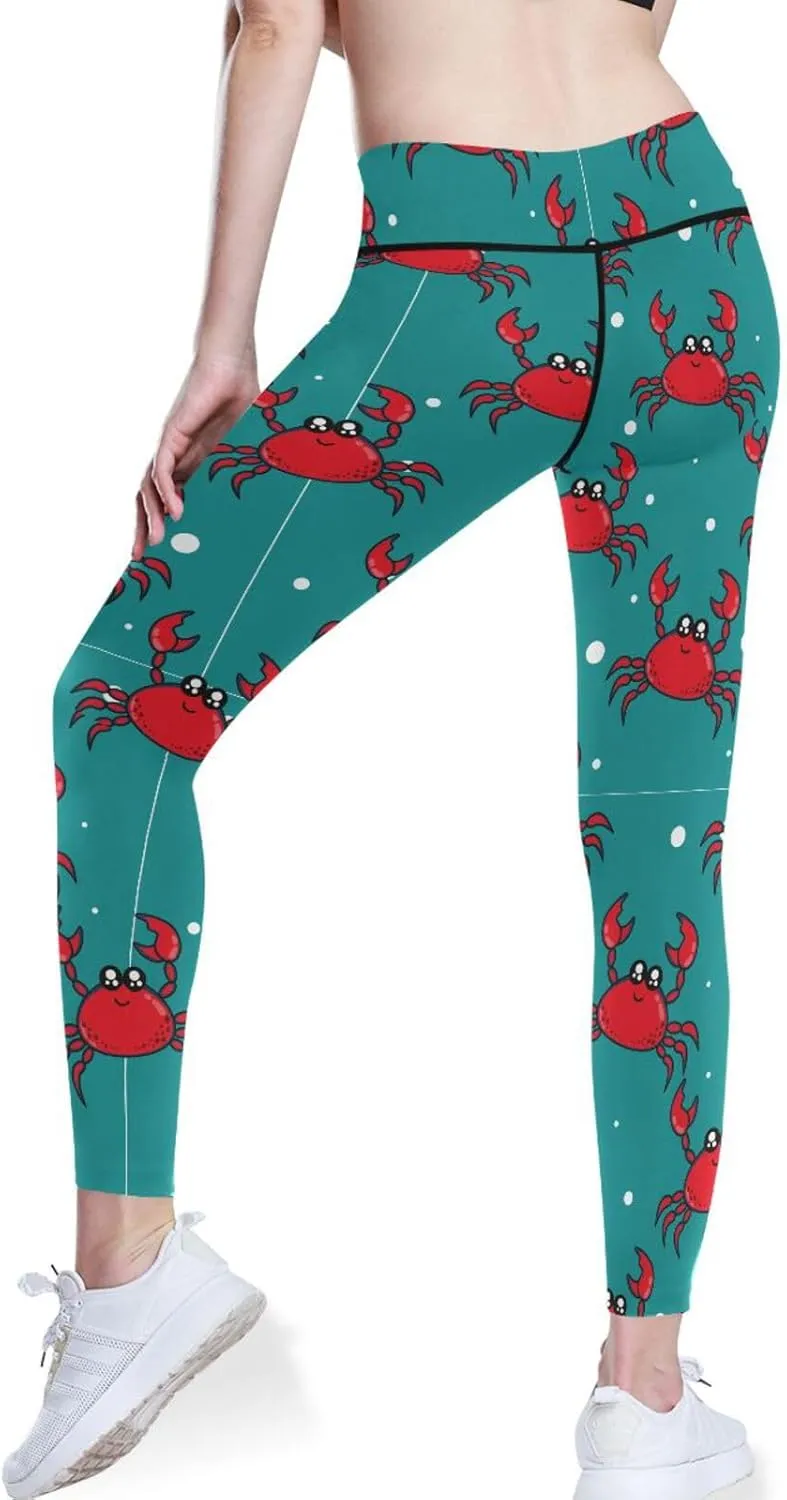 Crabs Pattern Butt Lift Yoga Pants for Women Exercise Booty Leggings X-Small