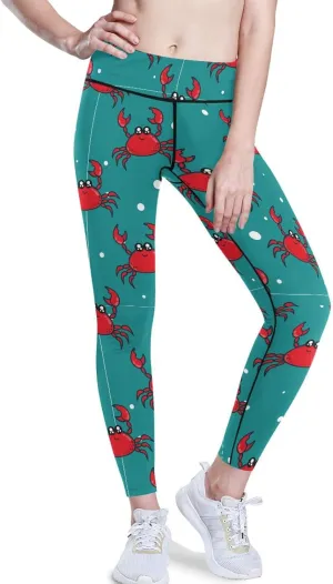 Crabs Pattern Butt Lift Yoga Pants for Women Exercise Booty Leggings X-Small