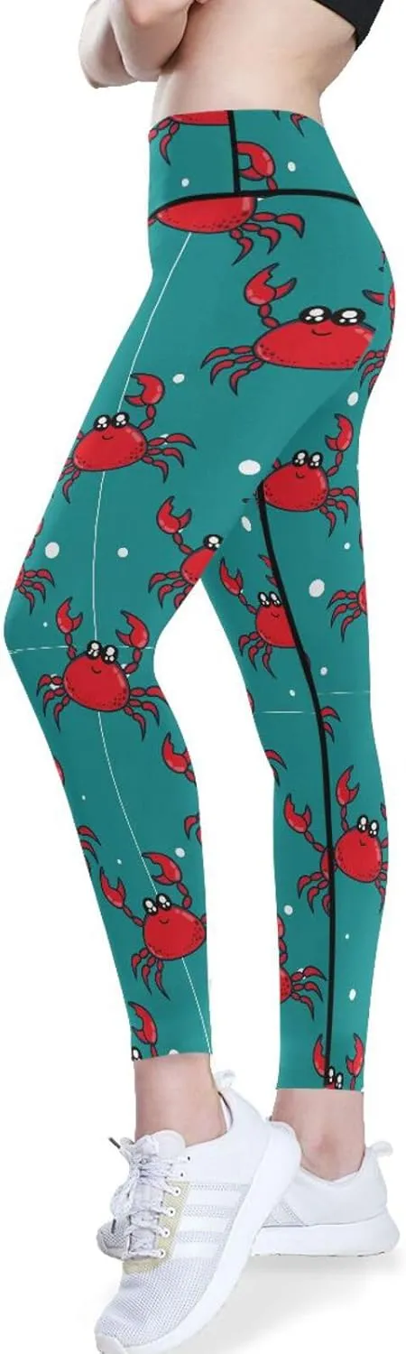 Crabs Pattern Butt Lift Yoga Pants for Women Exercise Booty Leggings X-Small