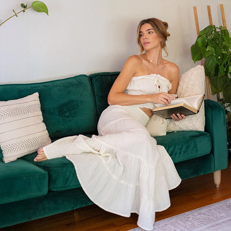 Cream Sundrift Maxi Skirt Slip Resistant Waistband Cool Details