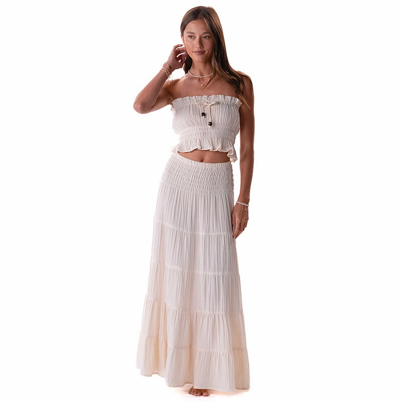 Minimal Vibes beaded embellishment Cream Sundrift Maxi Skirt