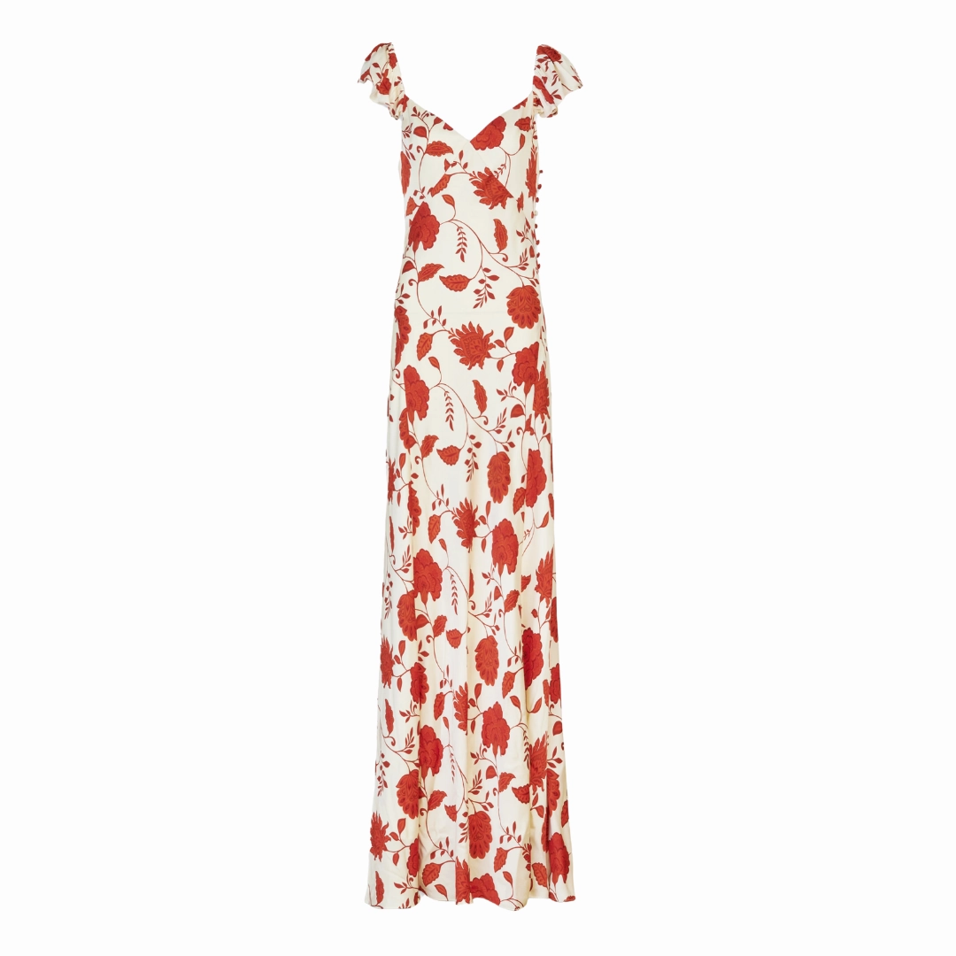 Cream/Tomato Carrie Dress Light Drape Season Ready