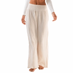 Cream Wide Leg Cotton Pants MoistureControlLiner