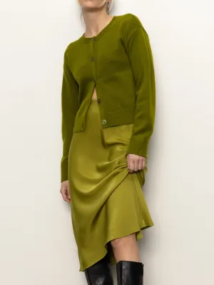 Everyday Midi Skirt Martini Olive Minimalist Trim Fresh Detail