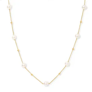 Credo fine chain necklace with cultured freshwater pearls & gold beads