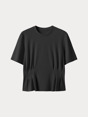 SeamlessSidePanels Crewneck Short Sleeve Cinched Waist Tee