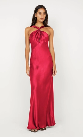 Art Spirit Lunch Date ELISIA TWIST MAXI DRESS - STRAWBERRY