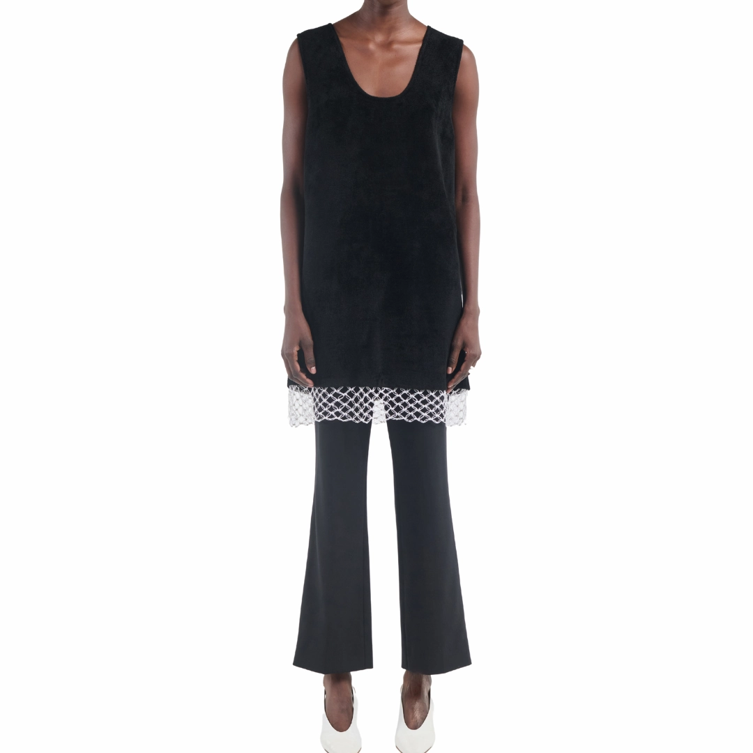 Velour Macrame Tunic Seamless-Look Easy to Wear