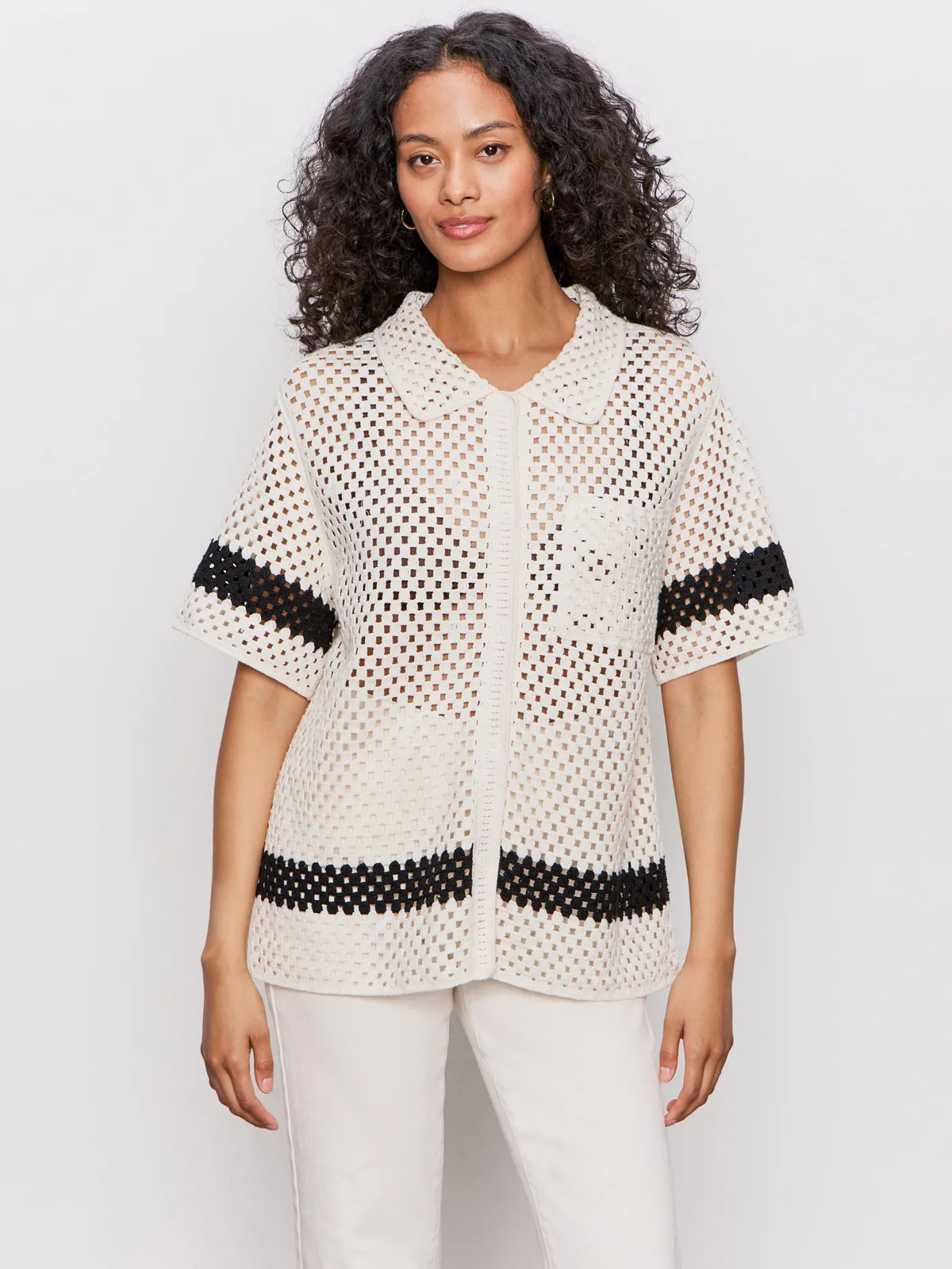 Crochet Resort Shirt Macrame Black SkinFriendlyFibers