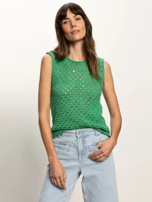 Cozy Waist Crochet Shell Sweater Palm