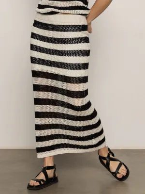Crochet Sweater Skirt Black Chalk Stripe pilling resistant