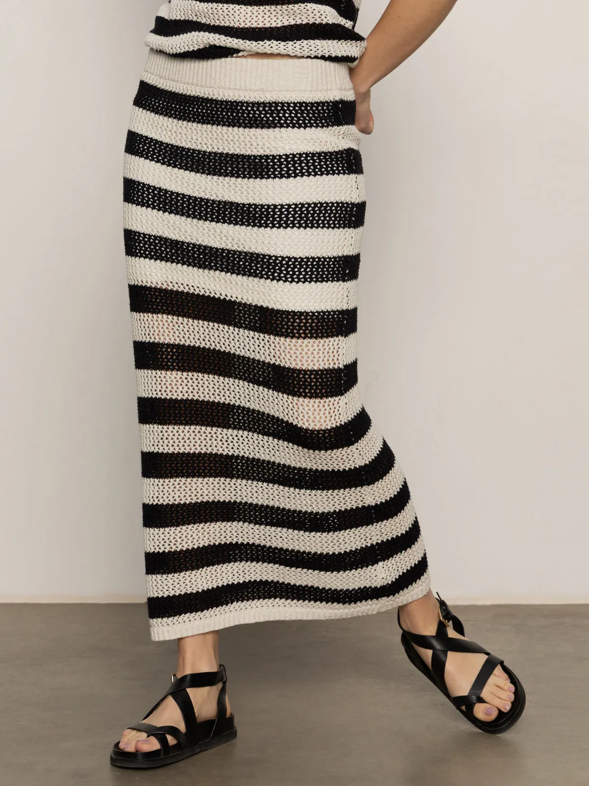 Crochet Sweater Skirt Black Chalk Stripe pilling resistant