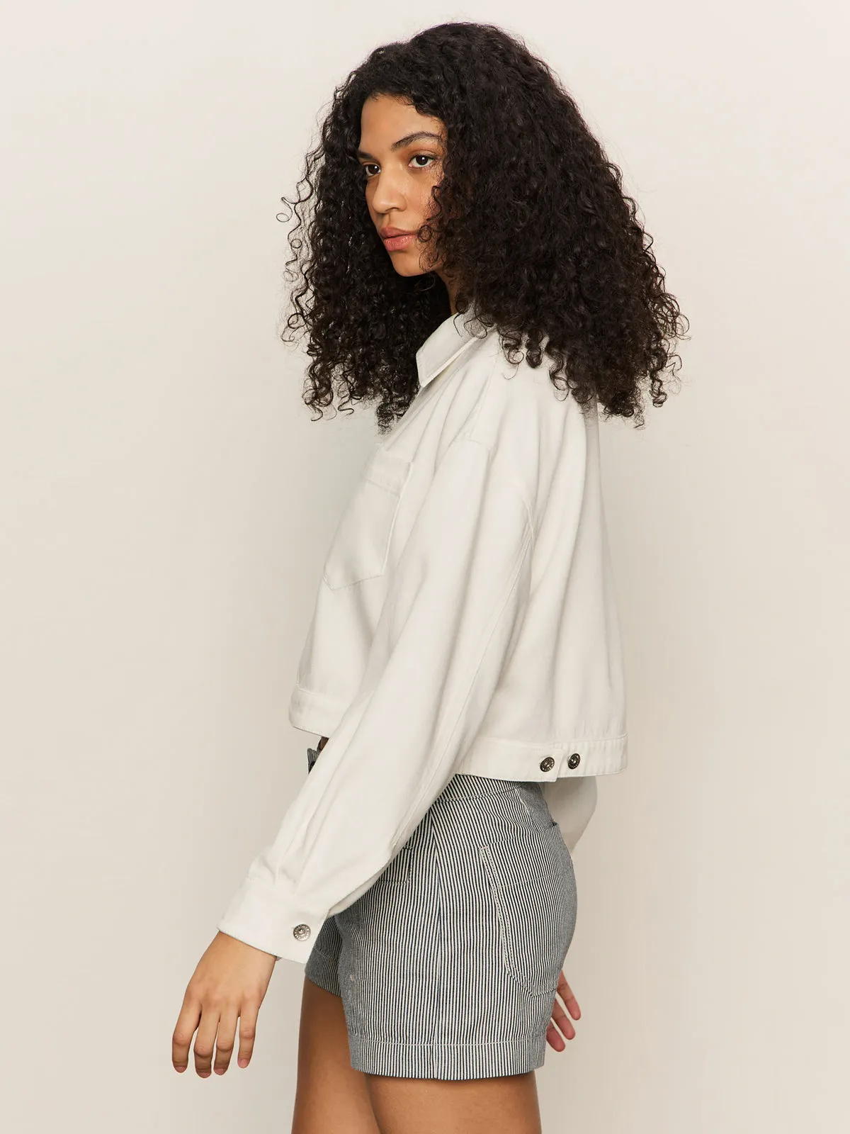 Tie Slim Layer Cropped Paper Boy Jacket Bleached White