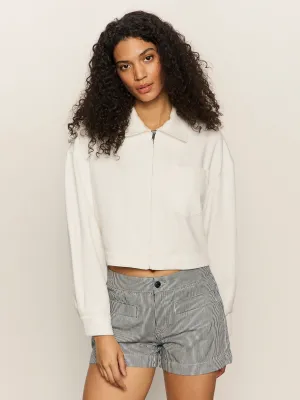 Cropped Paper Boy Jacket Bleached White Abrasion Resistant Finish