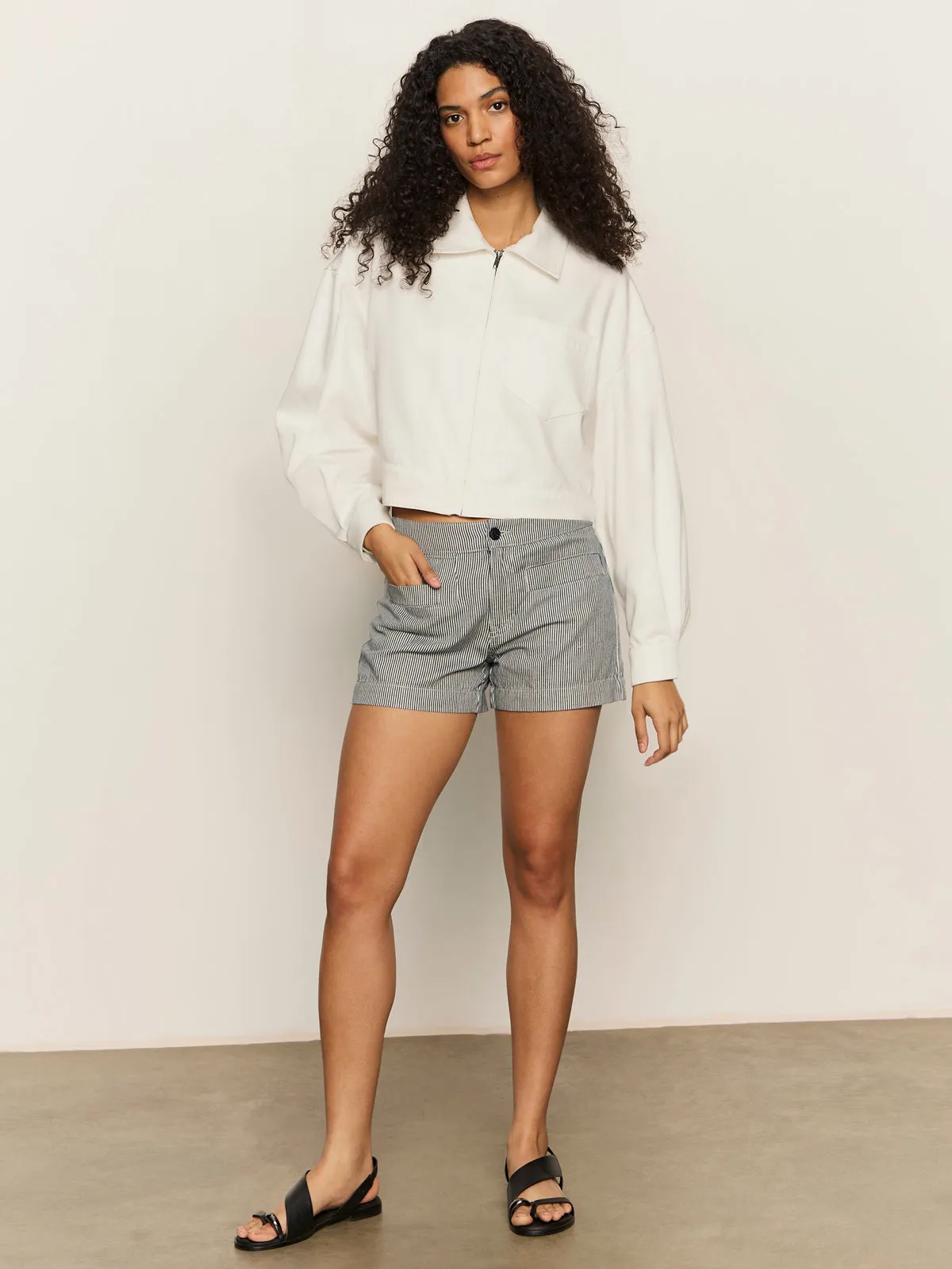 InsulatedLayer birthday Cropped Paper Boy Jacket Bleached White