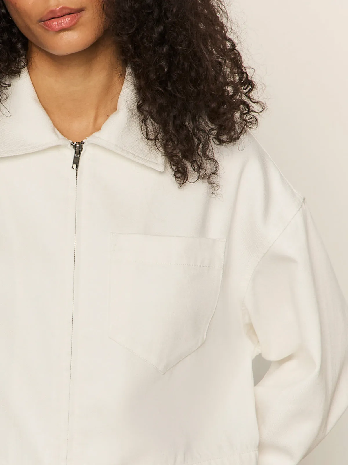 Light Shell firefighters Cropped Paper Boy Jacket Bleached White