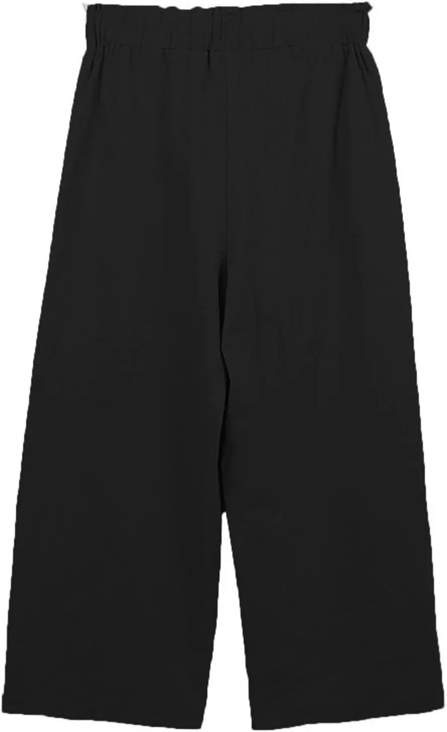 Cropped Wide Leg Linen Pants for Women Paperbag High Waisted Palazzo Pants Button Down Beach Trousers with Pockets