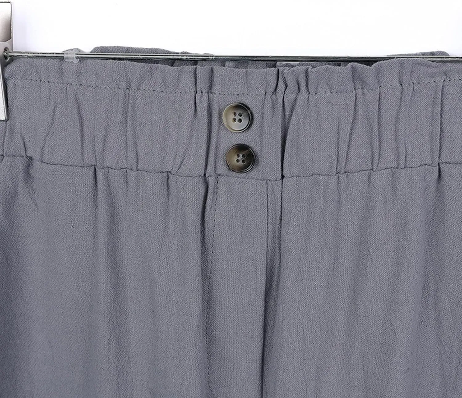 Cropped Wide Leg Linen Pants for Women Paperbag High Waisted Palazzo Pants Button Down Beach Trousers with Pockets