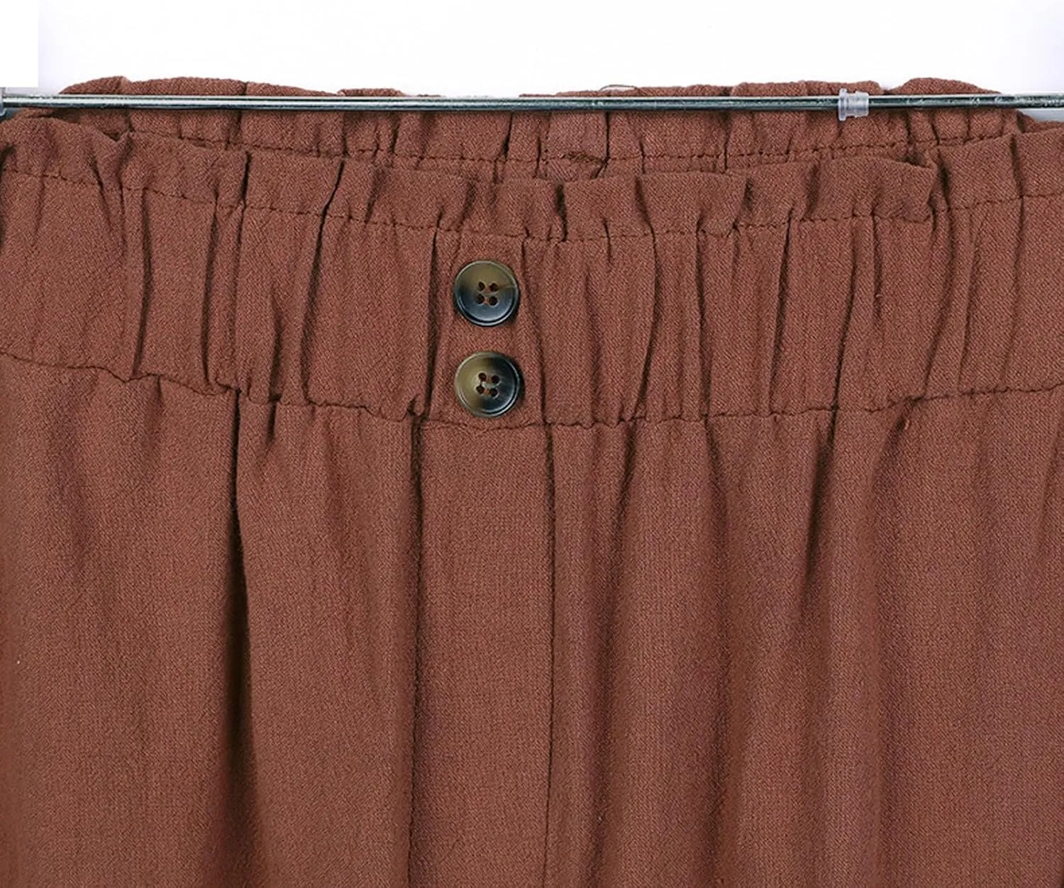 Cropped Wide Leg Linen Pants for Women Paperbag High Waisted Palazzo Pants Button Down Beach Trousers with Pockets