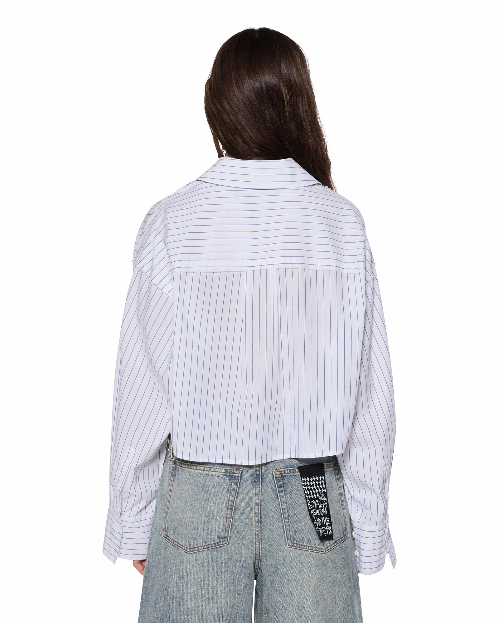 OdorControl Technology CROPPED ASTRA LS SHIRT BLUE STRIPE