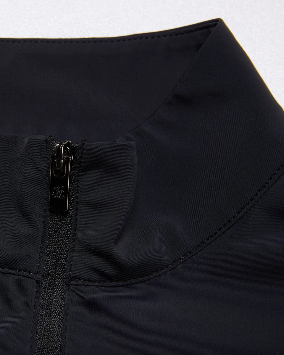 Cropped cooling zip-up t-shirt - Black Hidden Zipper Closure