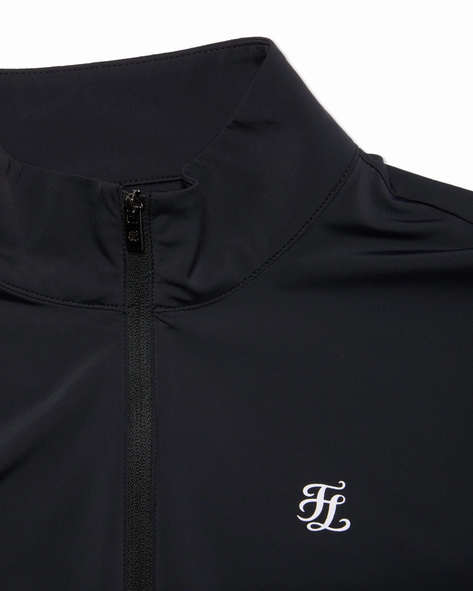 Cropped cooling zip-up t-shirt - Black Eco Friendly Material Stretchable Knit