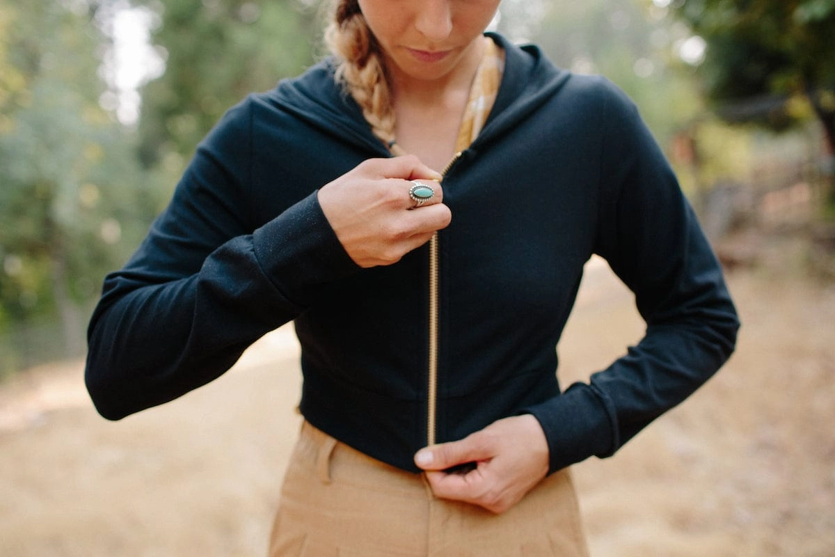 LowMaintenance Fabric Cropped Hoodie In Black