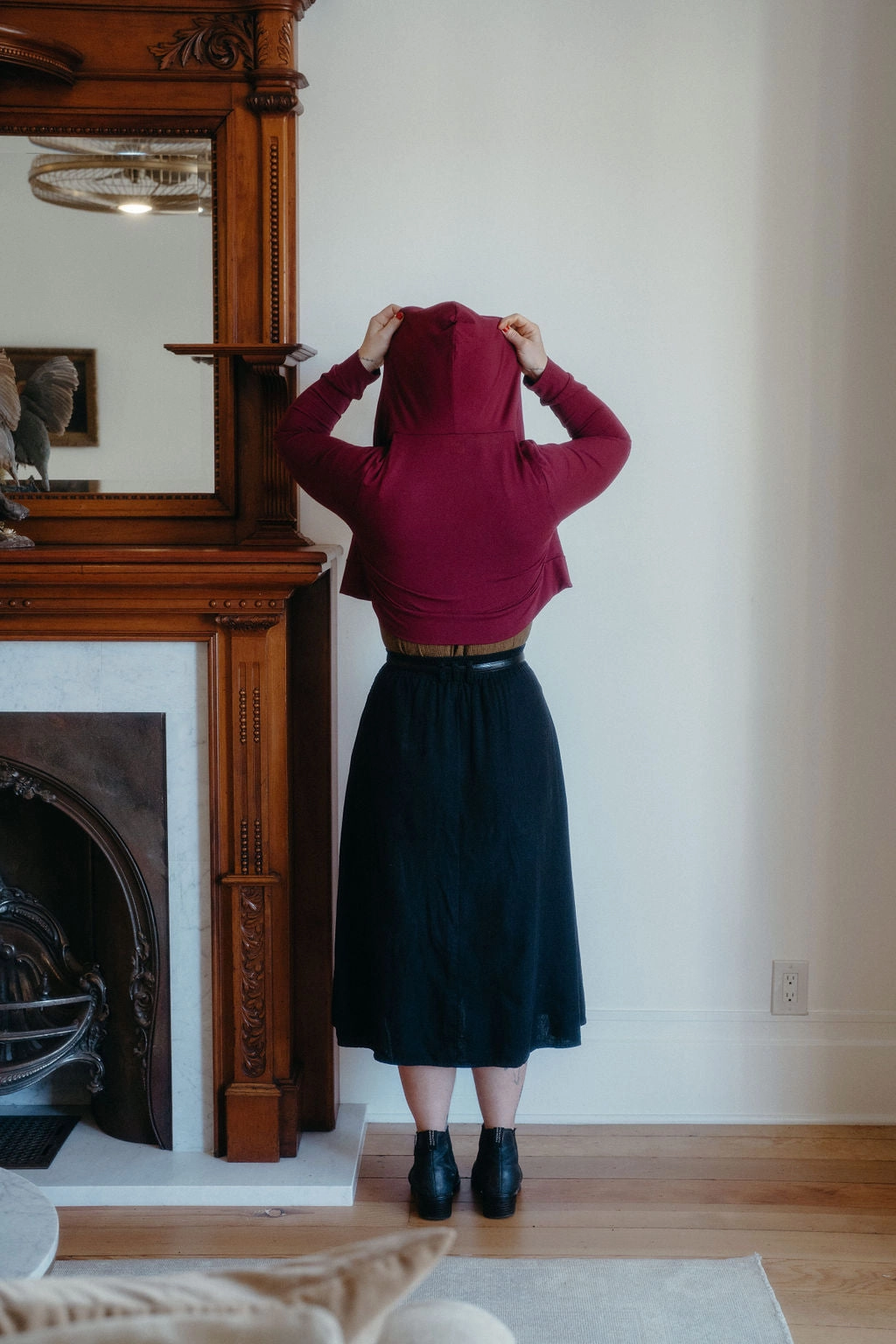 Fresh Look Cropped Hoodie In Merlot