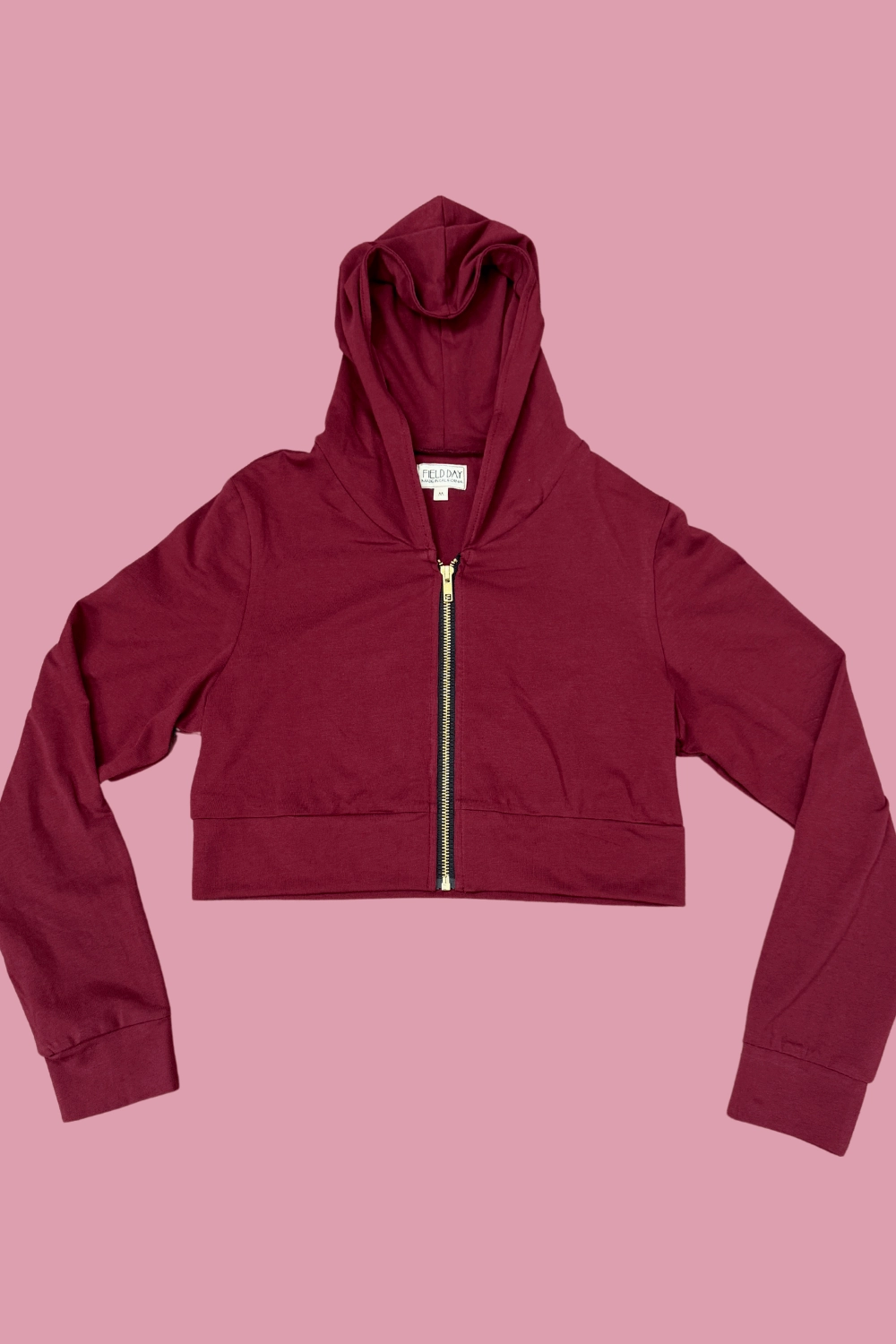 QuickDry Weave Cropped Hoodie In Merlot