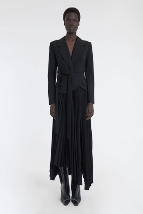 Cropped Wrap Around Jacket With Ties Black Ski Use Two Way Zipper