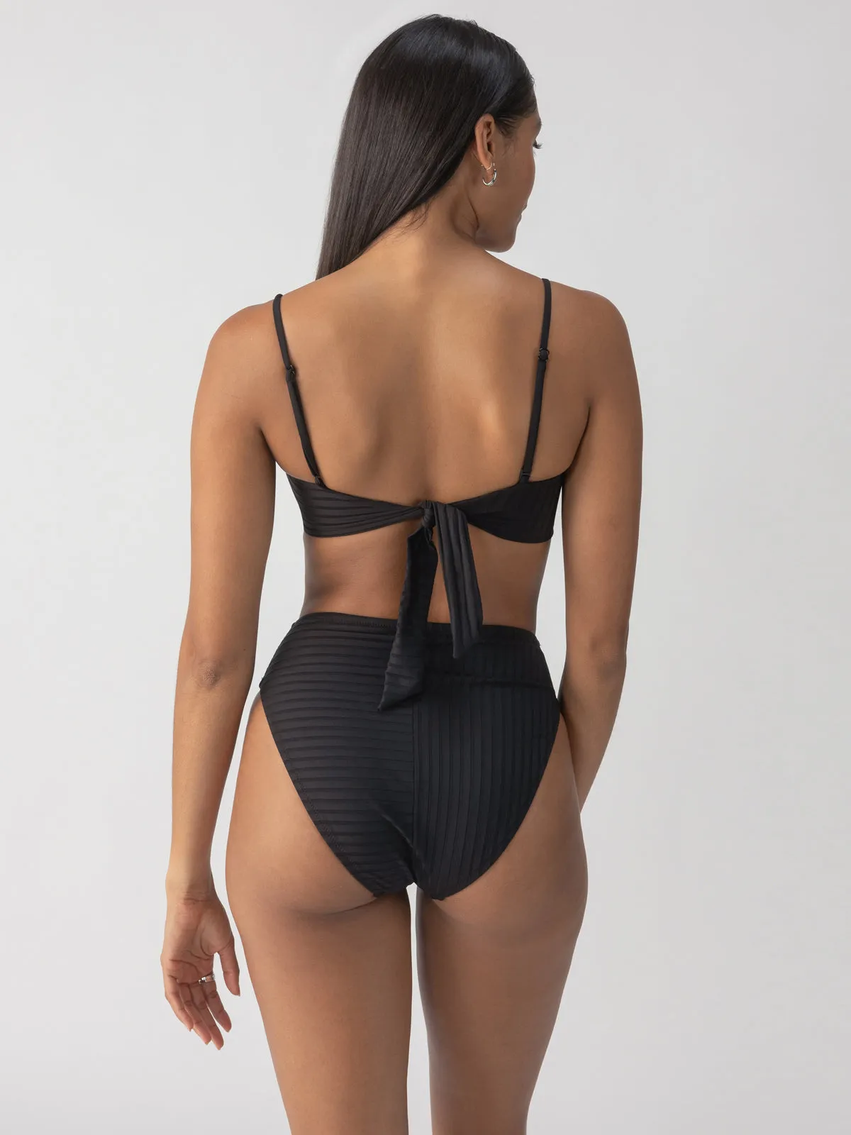 Refresh Rib Bandeau Bikini Top Black HypoallergenicMaterial Resilient Elasticity