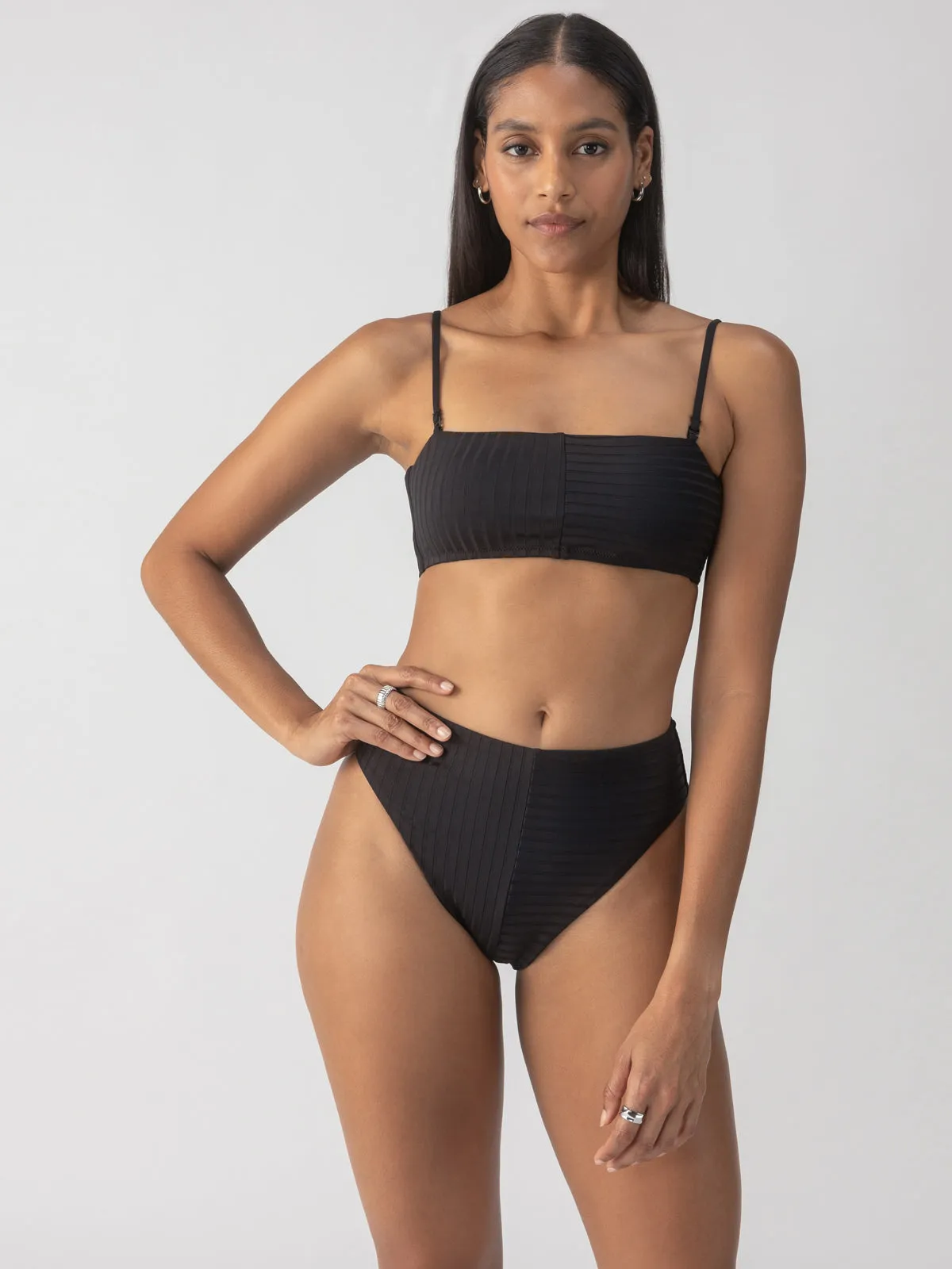 Refresh Rib Bandeau Bikini Top Black EcoFriendly Material