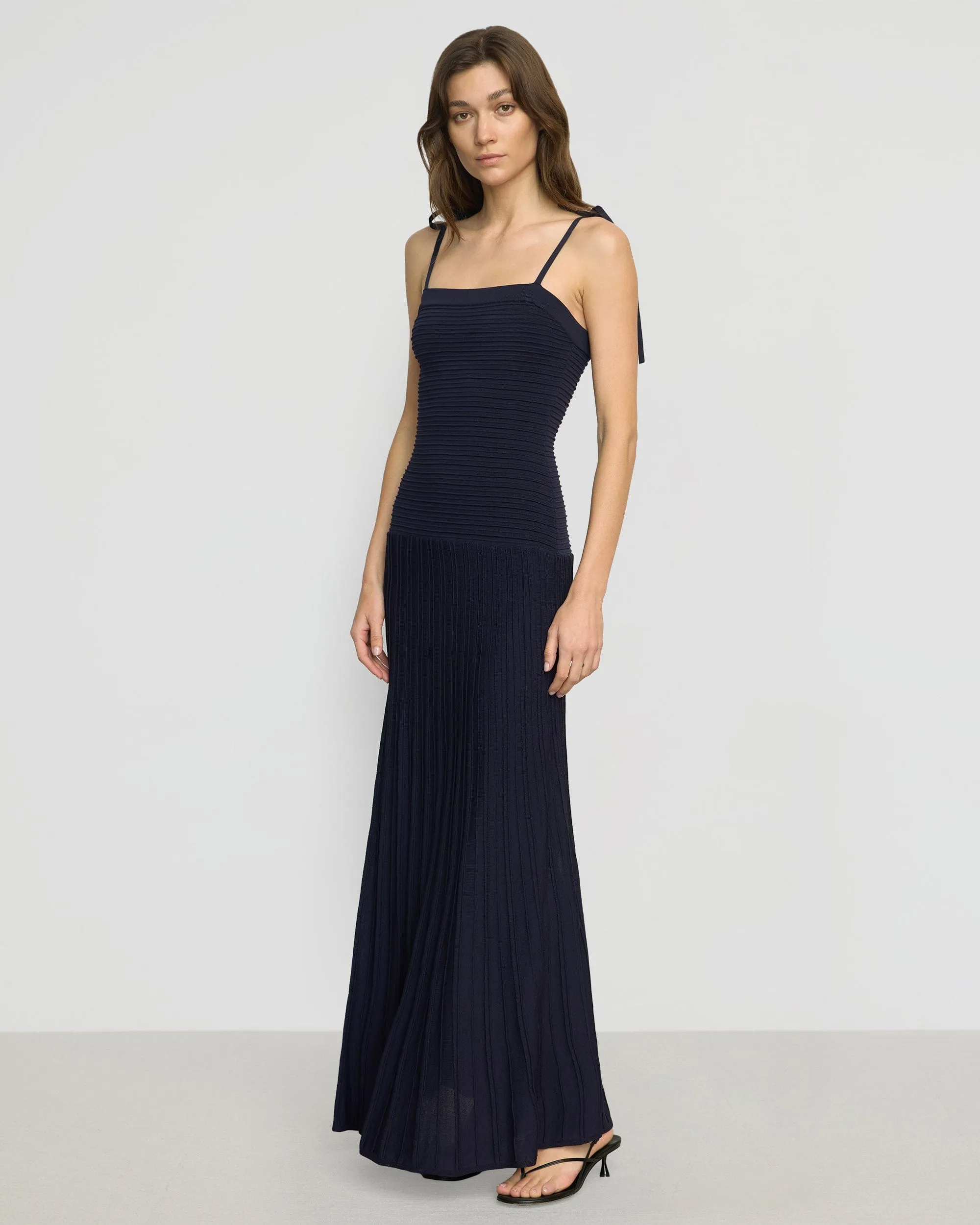 Fitted Shape Dark Tones Chan Ottoman-Knit Dress