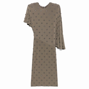Simple Spirit Airy Fabric Crystal Studded Draped Jersey Dress