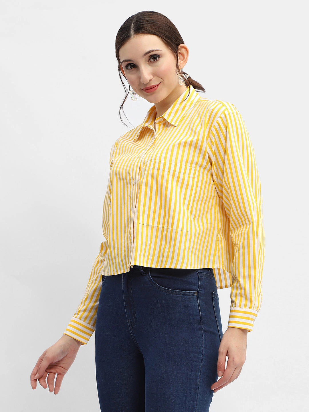 Madame Striped Yellow Regular Shirt Regular Fit Refined Aesthetic