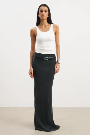 Active Wear Cupro Bias-Cut Maxi Skirt - Black