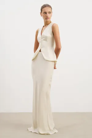 Contemporary Design Cupro Bias-Cut Maxi Skirt - Champagne
