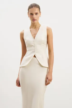 Cupro Delicate Peplum Waistcoat - Champagne Relaxed Tee