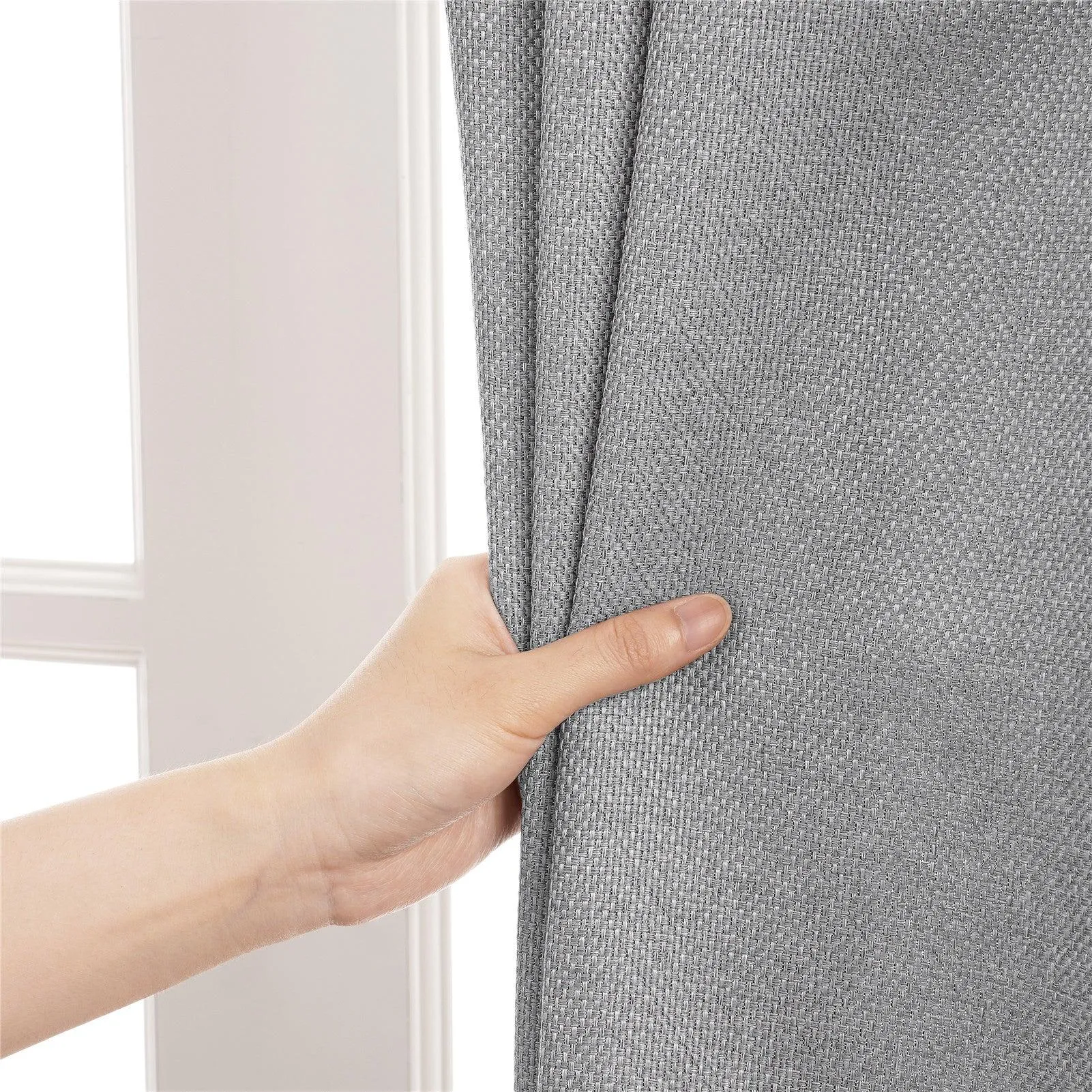 Curtainsdesign-Linen Textured Blackout Thermal Curtains Tab Top Design Privacy Protecting For Bedroom,1 Panel