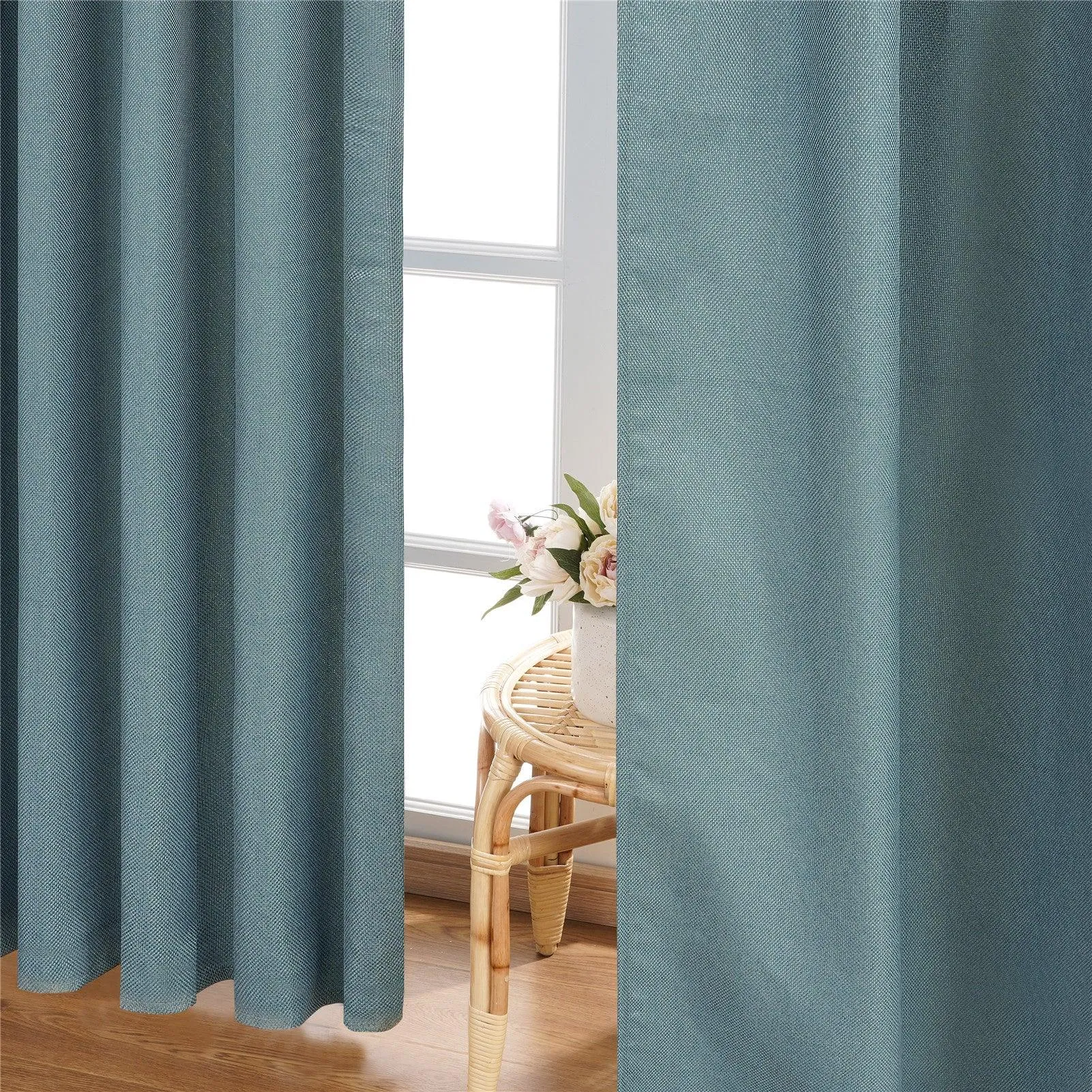 Curtainsdesign-Linen Textured Blackout Thermal Curtains Tab Top Design Privacy Protecting For Bedroom,1 Panel