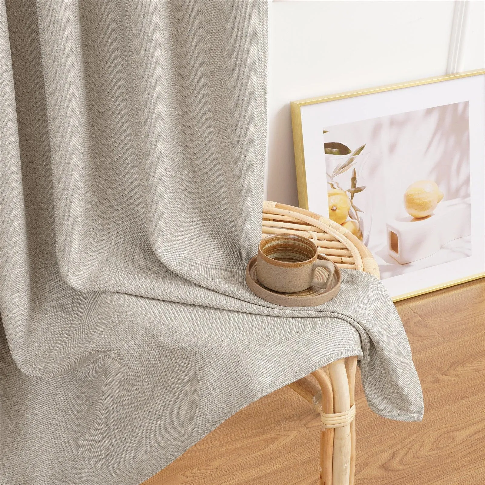 Curtainsdesign-Linen Textured Blackout Thermal Curtains Tab Top Design Privacy Protecting For Bedroom,1 Panel