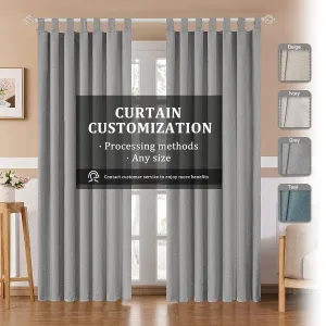 Curtainsdesign-Linen Textured Blackout Thermal Curtains Tab Top Design Privacy Protecting For Bedroom,1 Panel