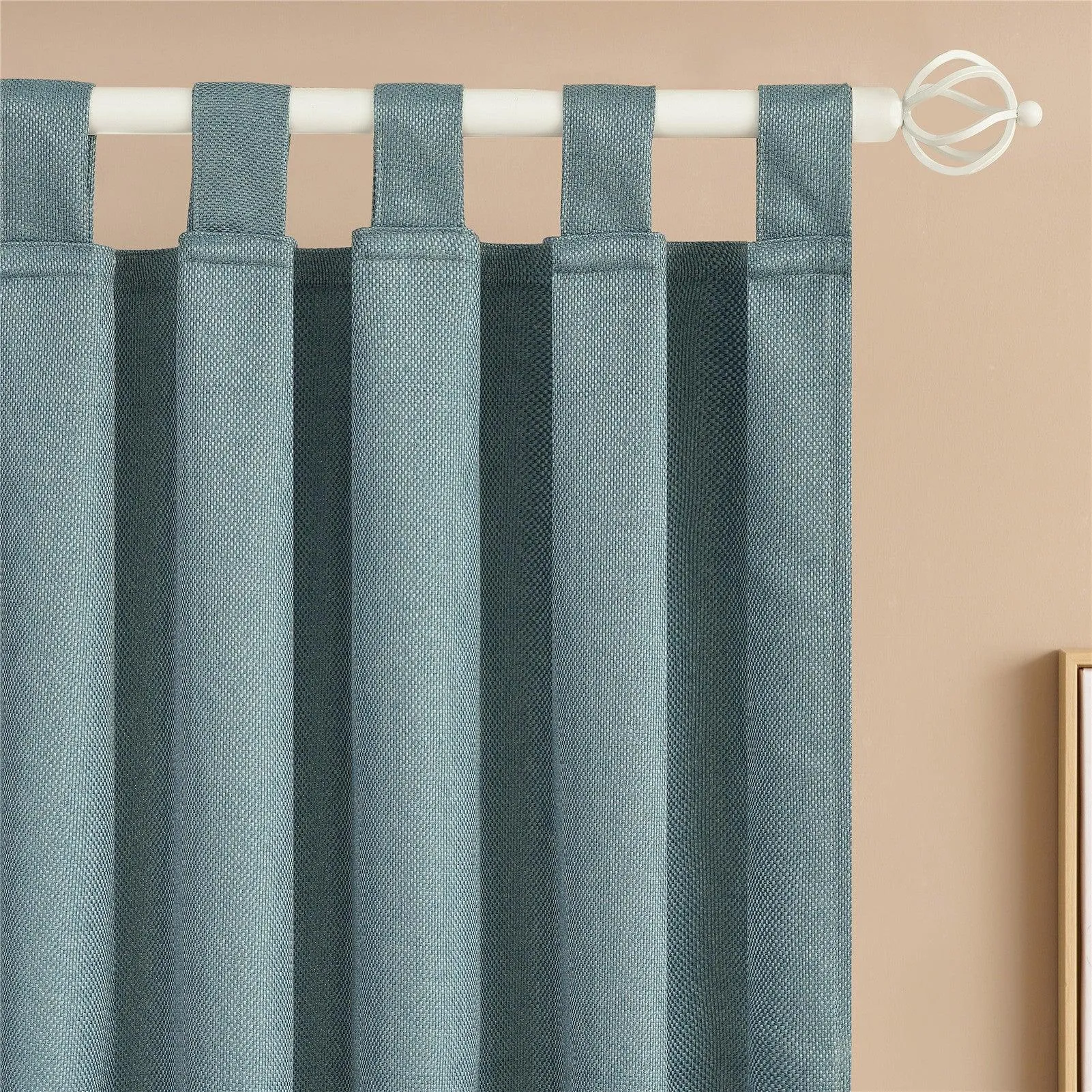 Curtainsdesign-Linen Textured Blackout Thermal Curtains Tab Top Design Privacy Protecting For Bedroom,1 Panel