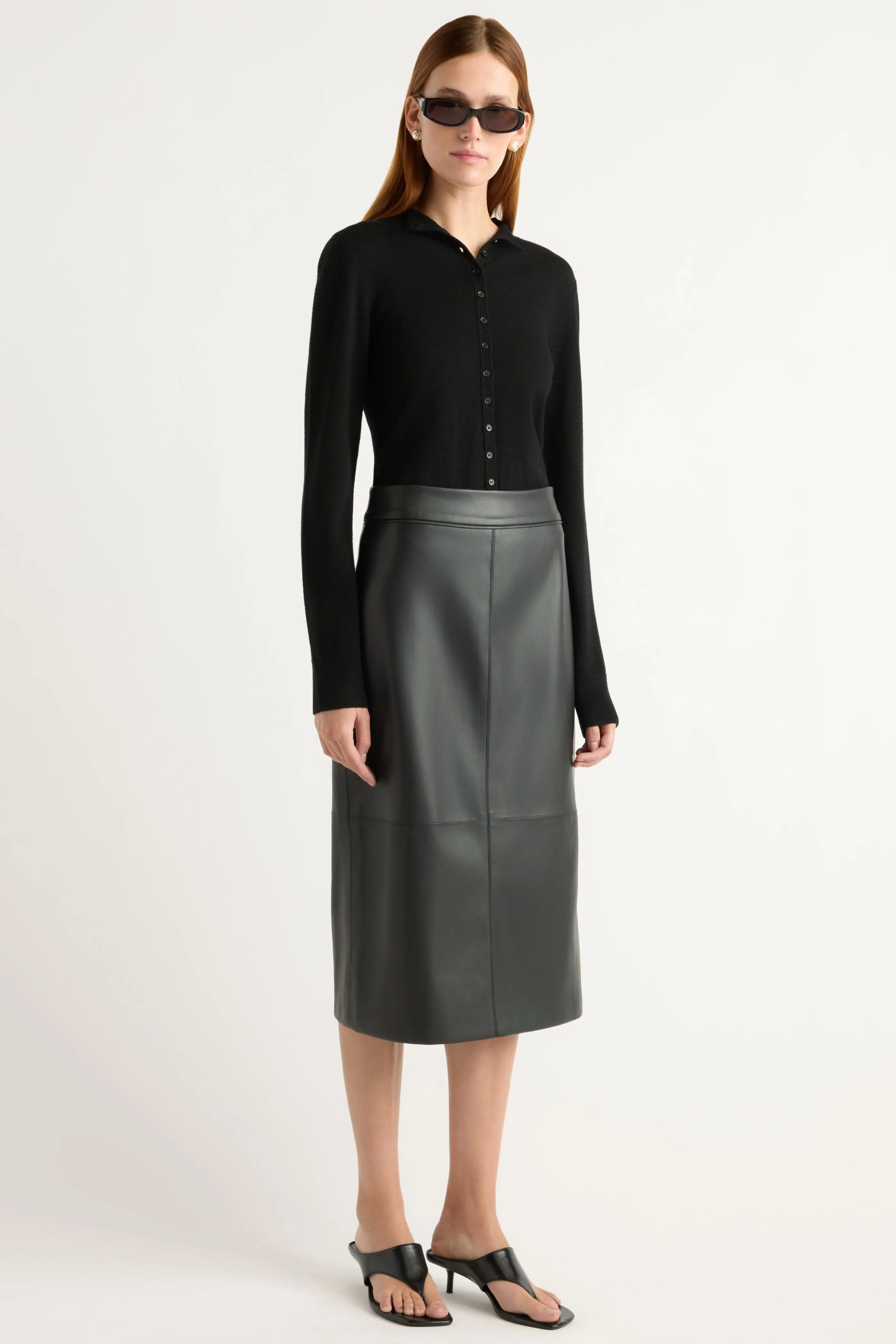 Senior Style Briony Back Split-Hem Vegan Leather Skirt