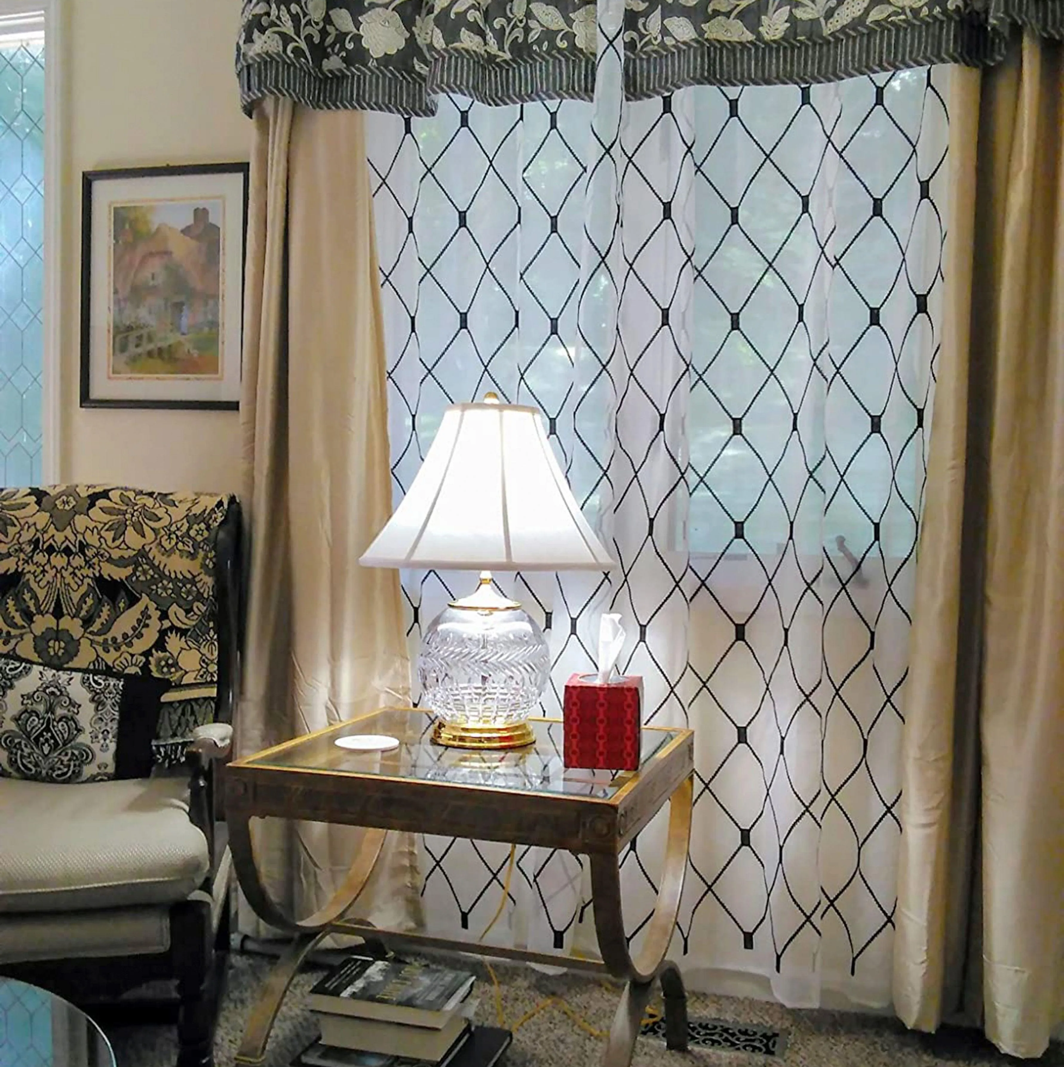 Custom Your Own Curtains - Embroidered White Sheer Curtain Panels,Geometric Diamond Curtains Recommendation For Nursery,Kitchen,1 Panel