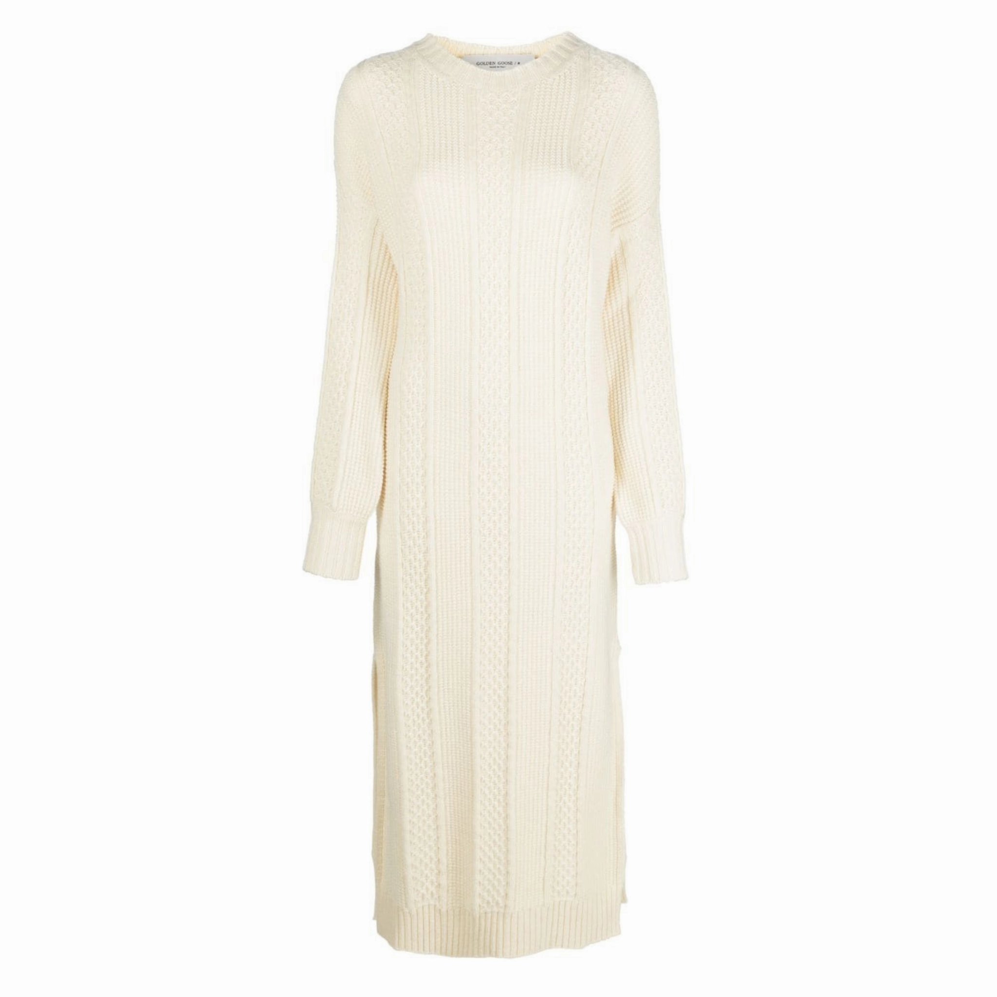 Warm Soft Relaxed Fit Design Cable Knit Dress