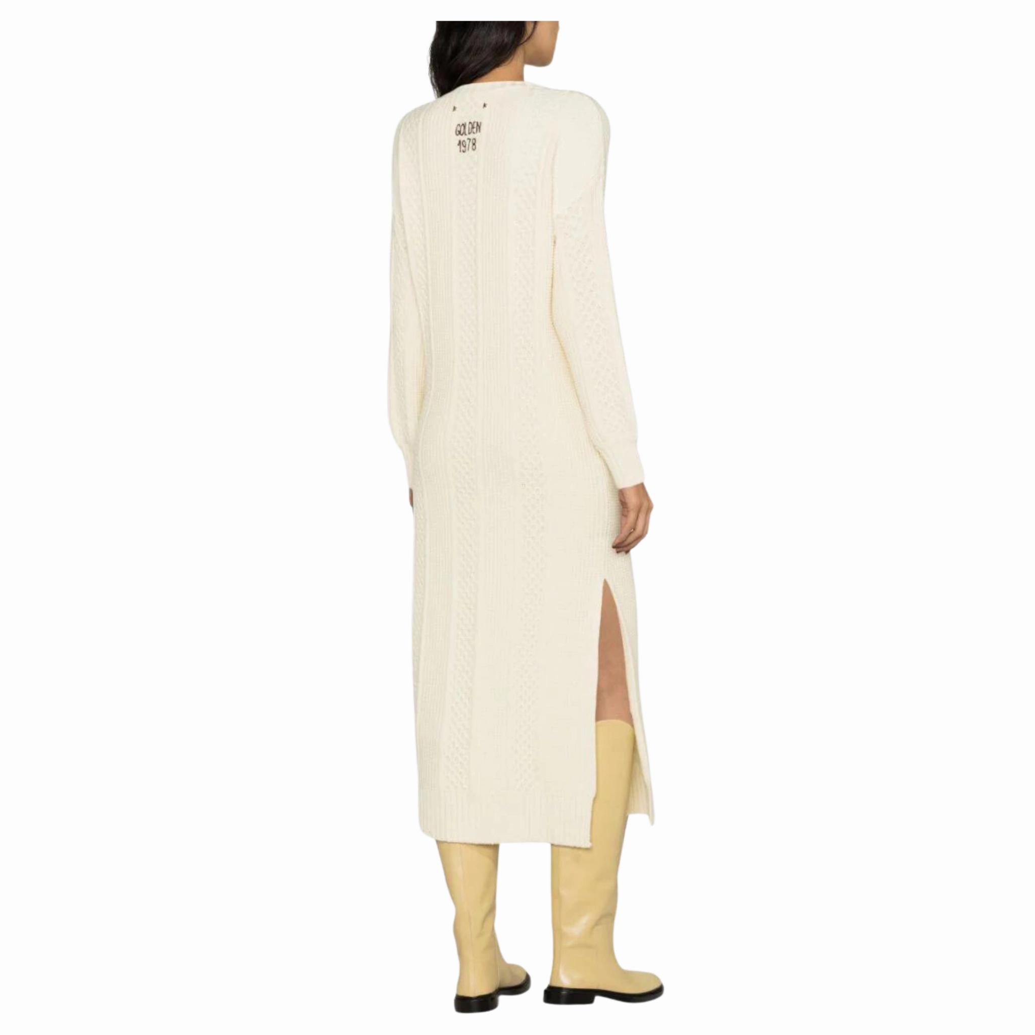 Cable Knit Dress Draped Silhouette