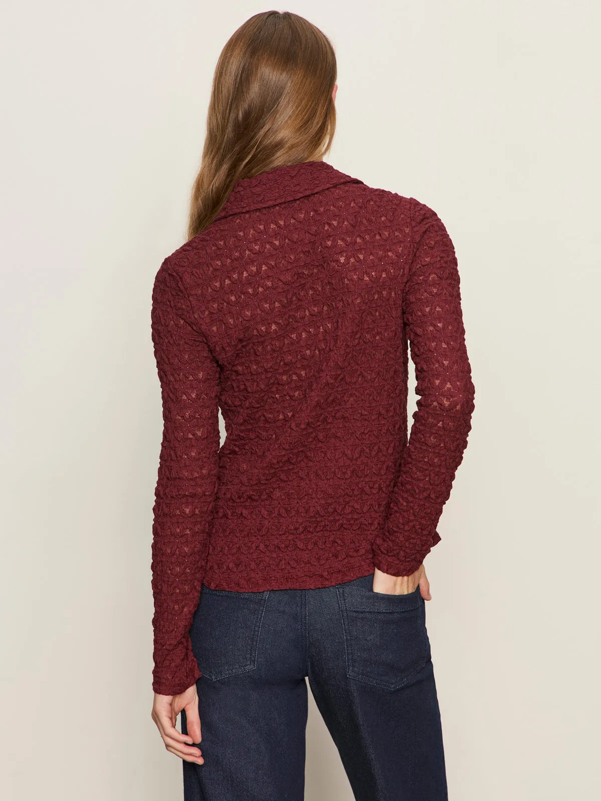Trendy Vibes Wear Dreamgirl Lace Button Up Top Night Berry